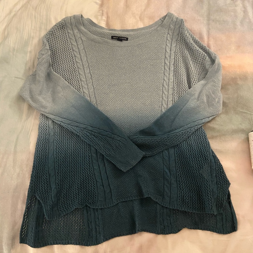American Eagle Blue Ombré Cable Knit Sweater
